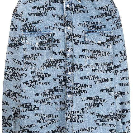 camicia denim logo all over