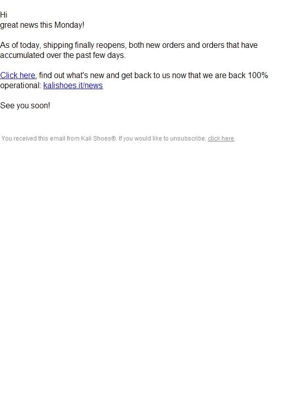 Shipping reopens today!