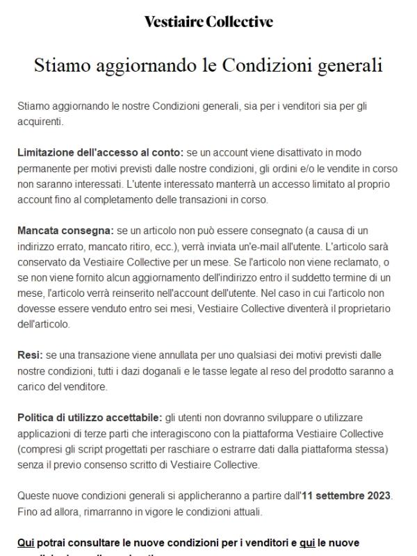 Stiamo aggiornando le Condizioni generali