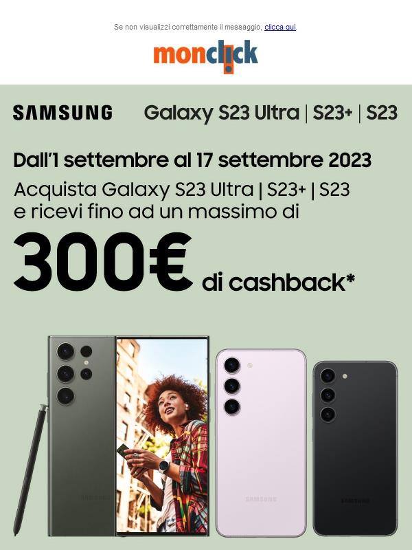 Samsung Galaxy S23 | Cashback fino a 300€!
