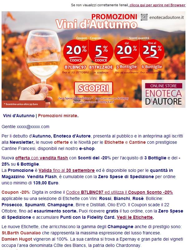 Vini d'Autunno. Promozioni mirate.