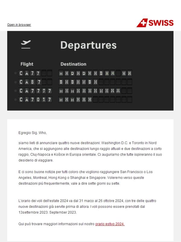 SWISS vola a Washington D.C., Toronto, Cluj-Napoca e Košice dall'estate 2024