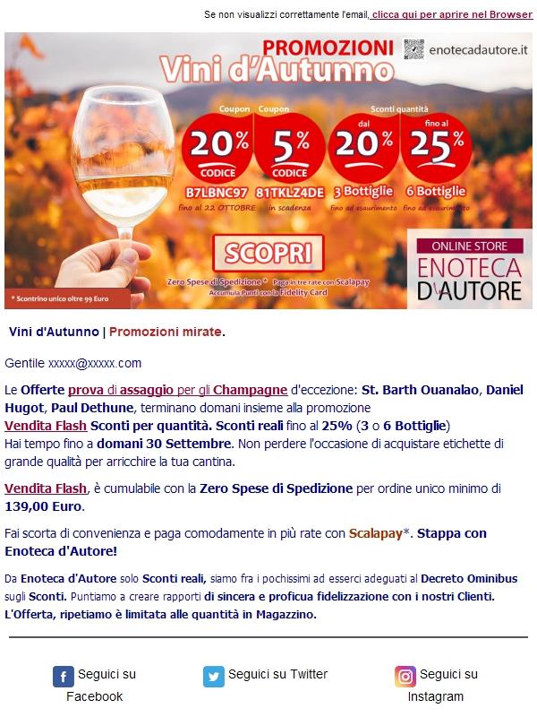 Vini d'Autunno. Promozione in scadenza