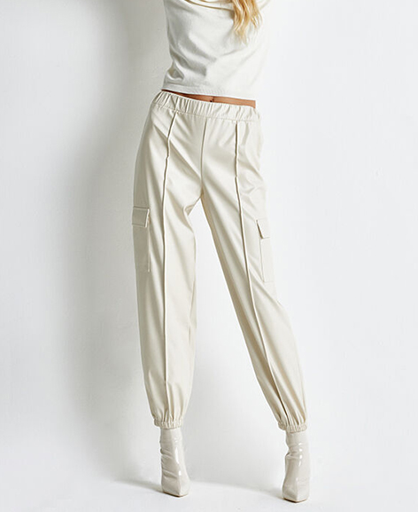 PANTALONI PANNA CARGO