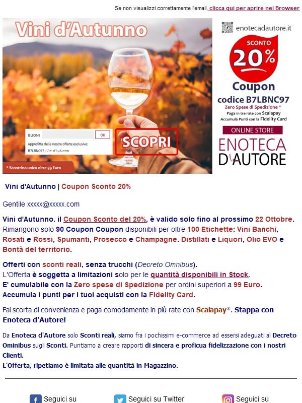 Vini d'Autunno. Coupon attivo