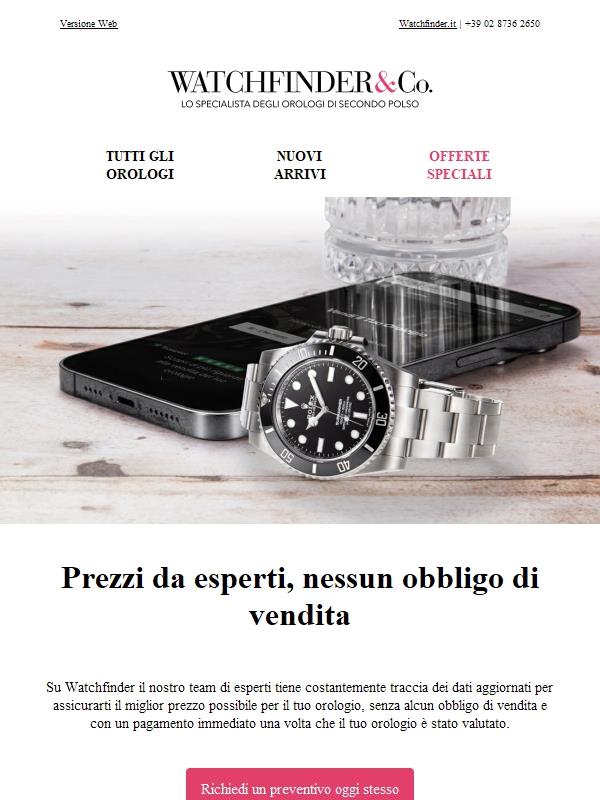 Richiedi subito un preventivo per il tuo orologio