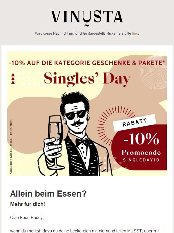 Singles Day: -10% nur für dich 🧍🥳