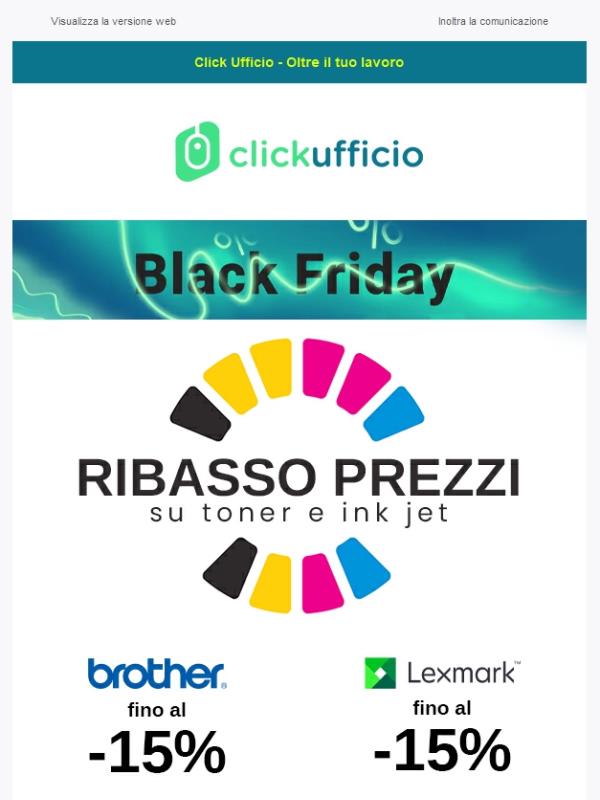 Black Friday toner e cartucce! Fino al 15% in meno