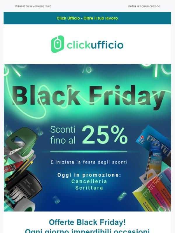 Black Friday! Fino al -25% di sconto su Scrittura e Cancelleria