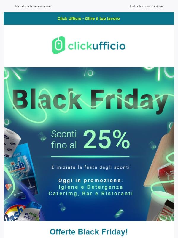 Fino al -25% di sconto su prodotti per l'igiene, la detergenza e il catering #BlackFriday