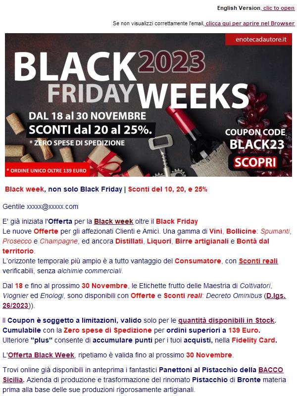 Black week, tantissime imperdibili occasioni di gusto.