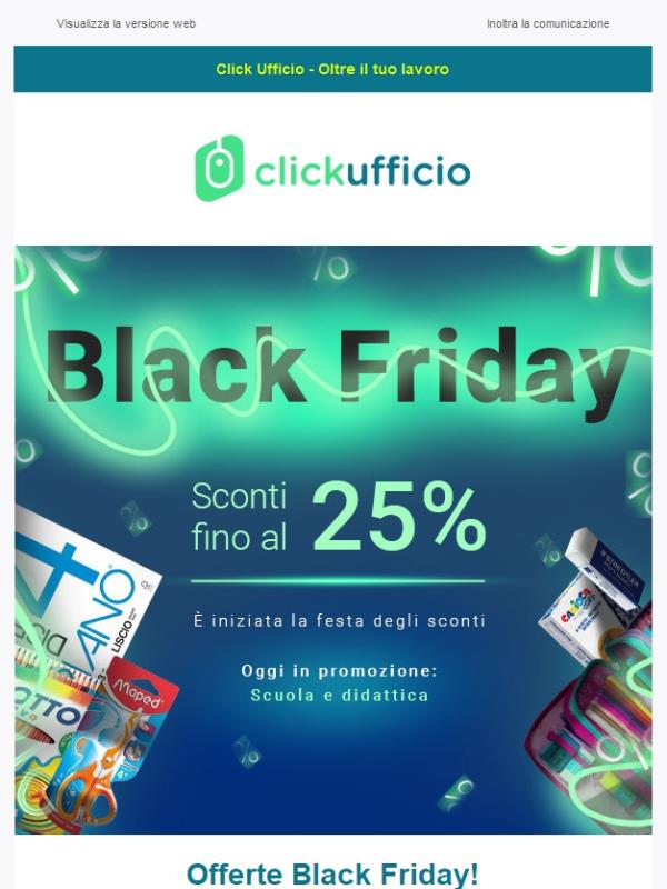 Black Friday Scuola! 25% di sconto su tutto il materiale scolastico