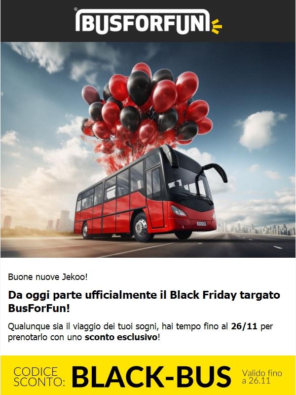 Jekoo il Black Friday targato BusForFun è appena partito! 🚌