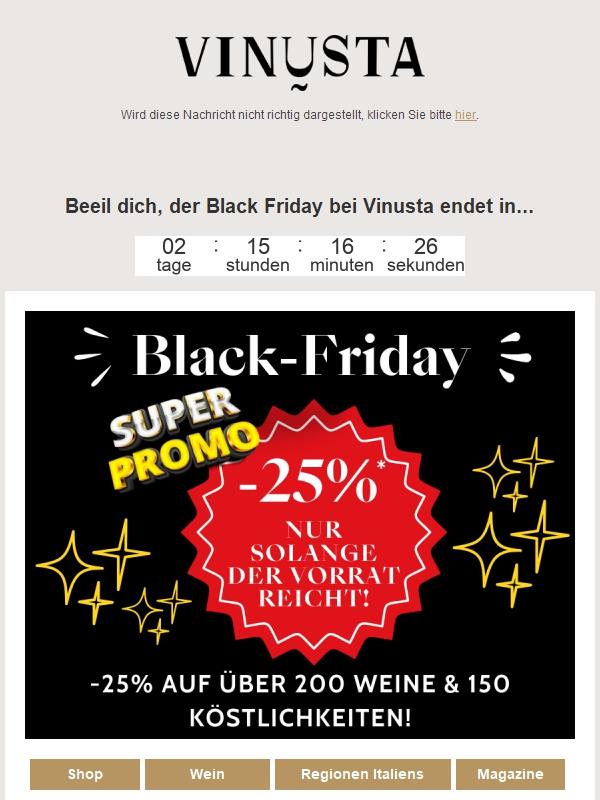 BLACK FRIDAY Vinusta: -25% auf 350 Produkte 🖤🥳