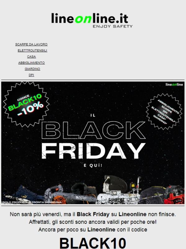 💸 -10% col BLACK FRIDAY di Lineonline! 😱