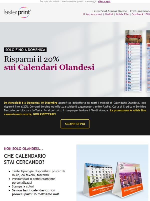 -20% sui Calendari Olandesi termina domenica