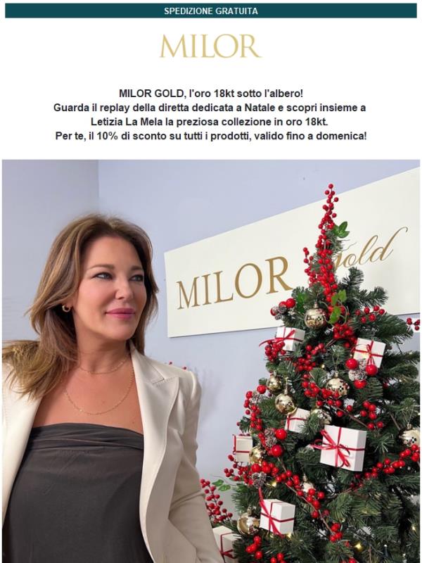 MILOR GOLD: l'oro 18kt sotto l'albero!