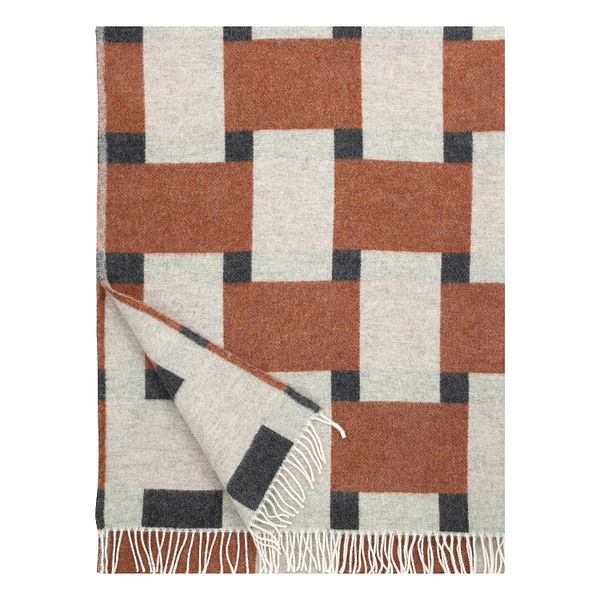 Coperta Punos, bianco - cannella - nero