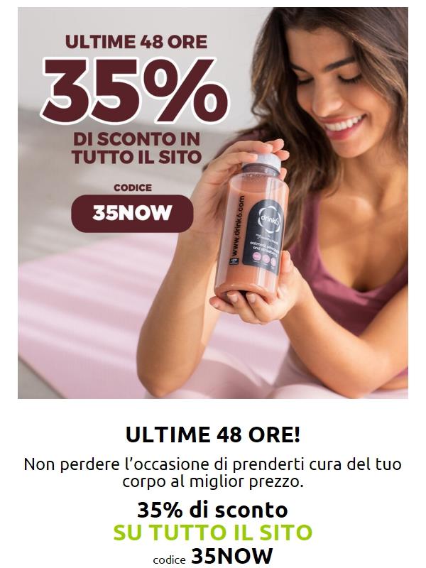 Ultime 48 ore! -35% su tutto il sito. Codice: 35NOW