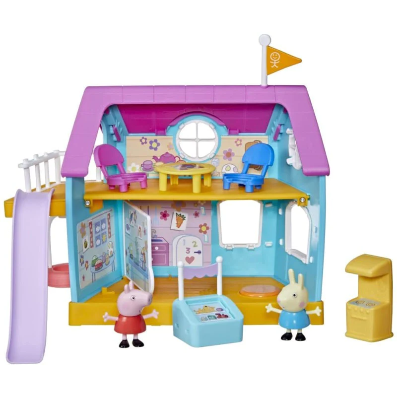Peppa Pig, La Clubhouse di Peppa Pig, gioco per bambini in età prescolare, con effetti sonori, 2 personaggi, 7 accessori, dai 3 anni in su