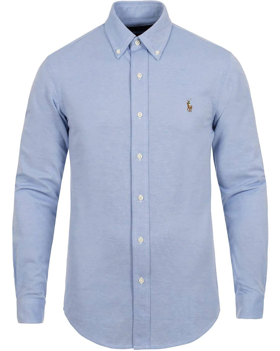 Camicia Uomo Polo Ralph Lauren Camicia Casual Slim Fit Aderente In Oxford In Cotone Collo Button Down Logo Pony Ralph Lauren Ricamato