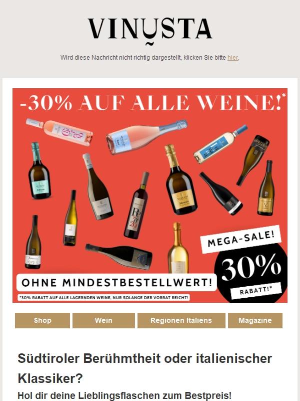 -30% auf alle Weine in unserem Magazin 😮🥂