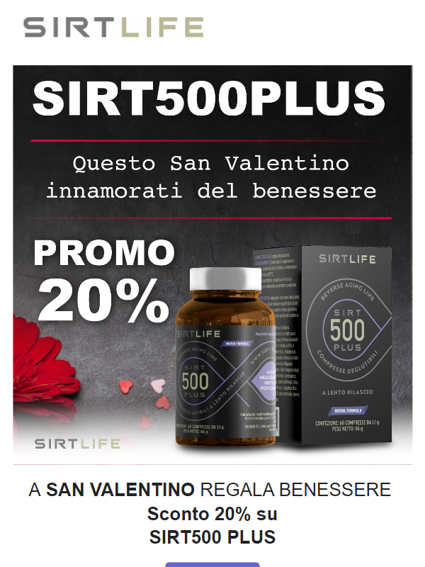 A SAN VALENTINO Regalati benessere: SCONTO 20% SIRT500 PLUS