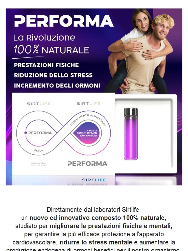 Eccezionale novità da Sirtlife: Prova il nuovo integratore “PERFORMA” e migliora le prestazioni fisiche e mentali!