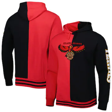 Felpa con cappuccio da uomo Mitchell & Ness  Hardwood Classics Split rosso/nero