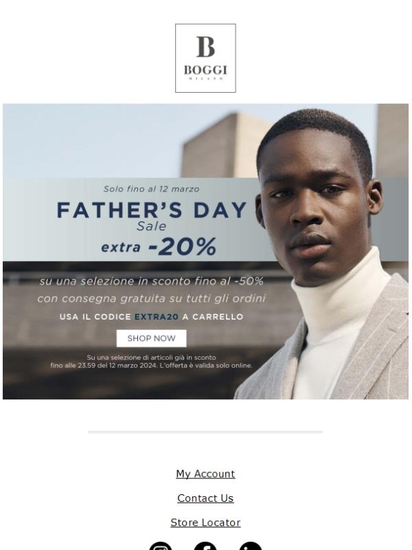 Father's Day Sale: extra -20% su una selezione in sconto