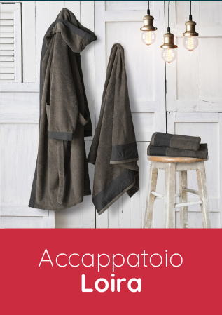 Accappatoio in Spugna con Balza in Lino StoneWashed - Loira