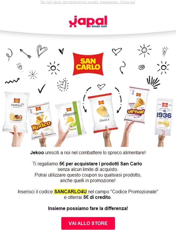 🛒 5€ in regalo sui prodotti San Carlo