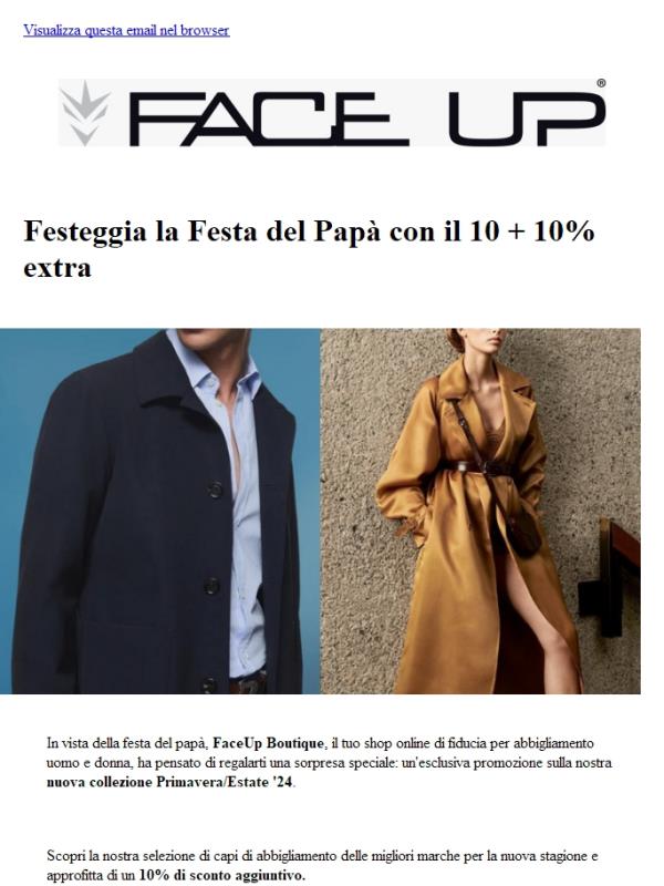 -10% Extra per la Festa del Papà su FaceUp!