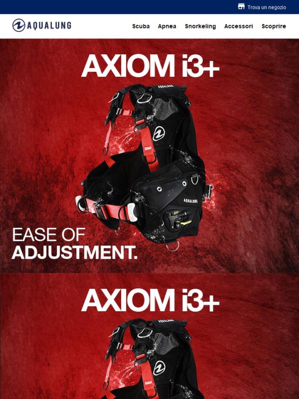 Axiom i3+: il nuovo G.A.V. Aqualung con esclusiva tecnologia di gonfiaggio/sgonfiaggio.