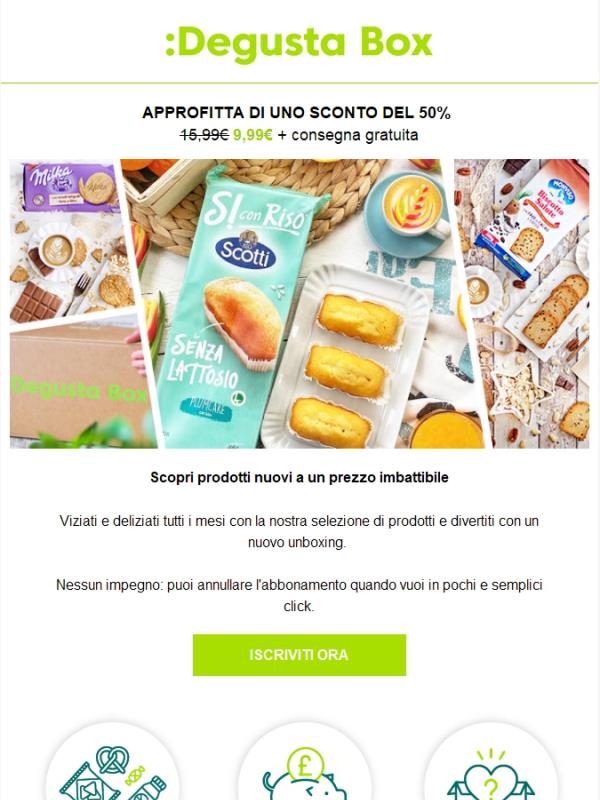 Risparmia il 35% sulla tua prima box