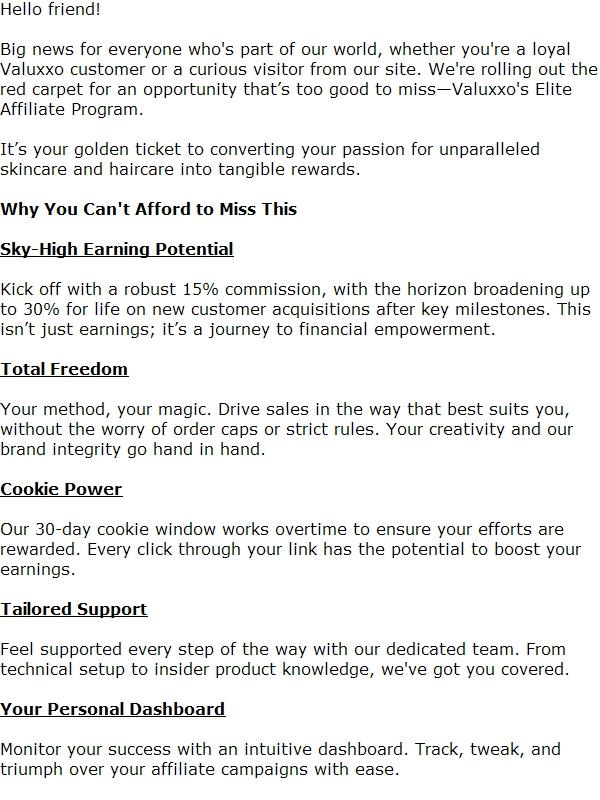 Start Earning Now: Valuxxo's Elite Affiliate Program!