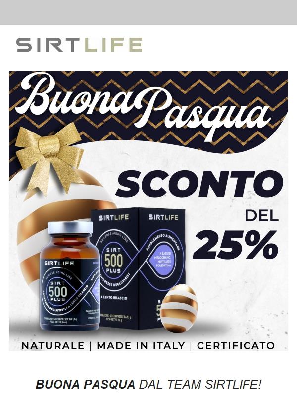 Sirtlife ti augura Buona Pasqua! Sconto 25% su SIRT500 PLUS!