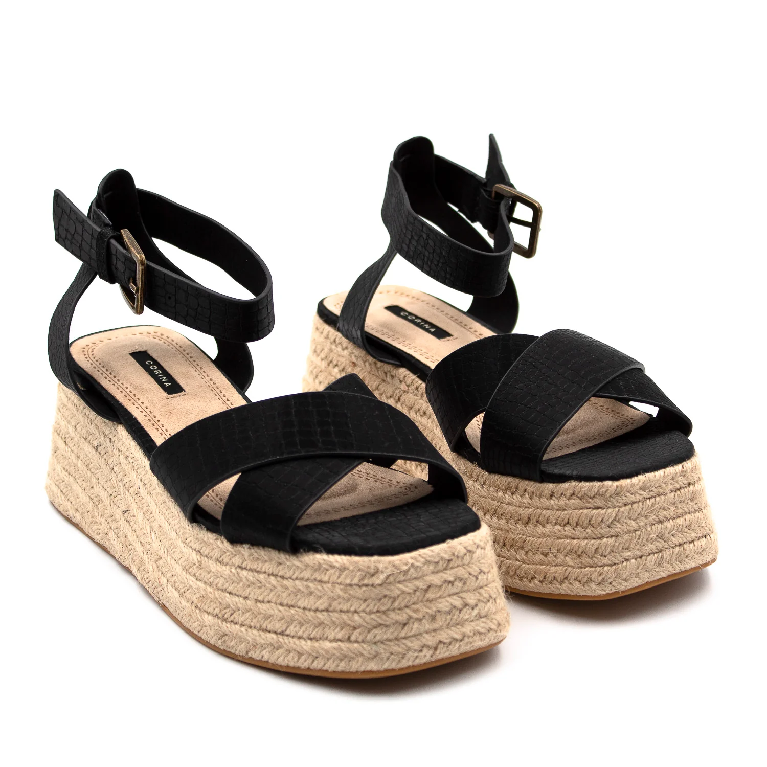 Espadrillas Donna Con Zeppa Plateau Sandali Suola in Corda Fascia Intrecciata Laccio Caviglia Regolabile Sandalo Moda Tinta Unita