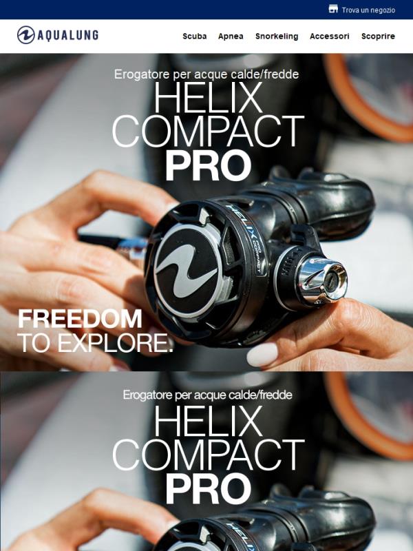 Nuovo Helix  Compact PRO: l'erogatore leggero per eccellenza.