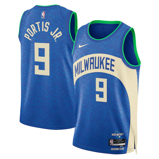 Maglia Milwaukee Bucks Nike City Edition Swingman 23 - Reale - Bobby Portis Jr - Unisex