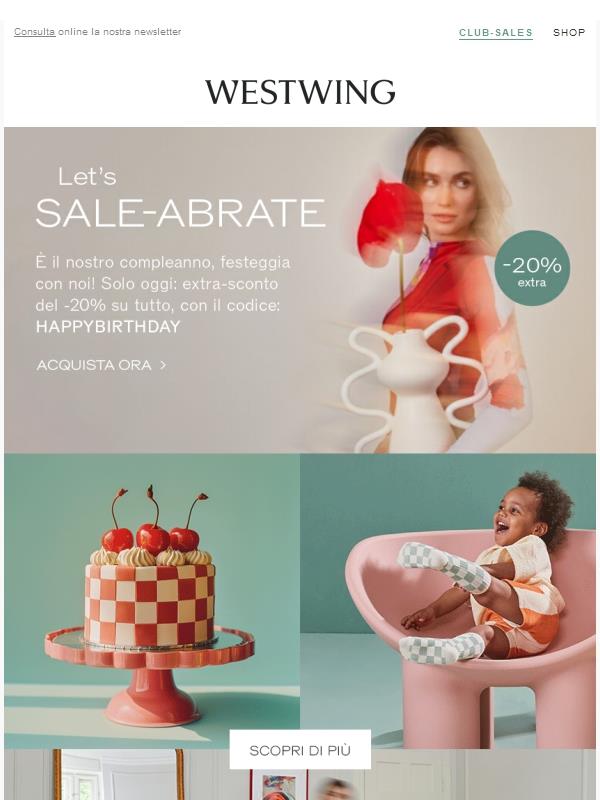 -20% Extra:  È IL NOSTRO COMPLEANNO