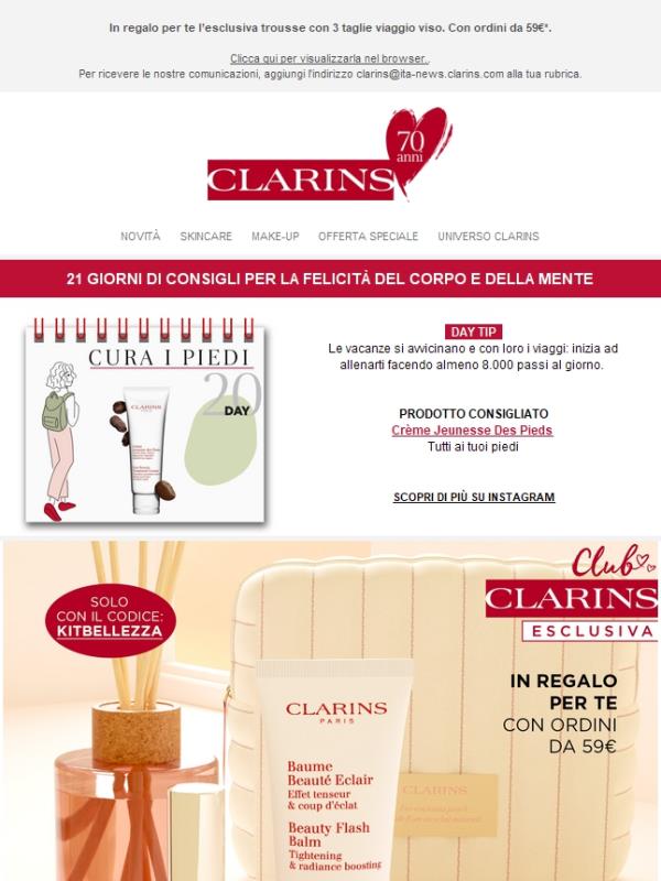 Anteprima Club Clarins: una trousse e 3 taglie viaggio in regalo!