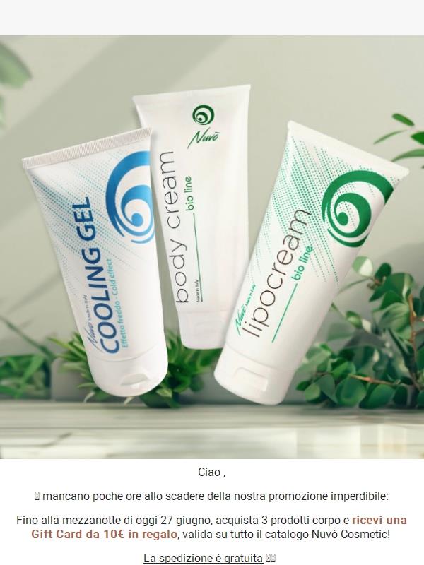 ⌛ Ultima possibilità! In regalo una Gift Card con l'acquisto di 3 prodotti corpo 🎁
