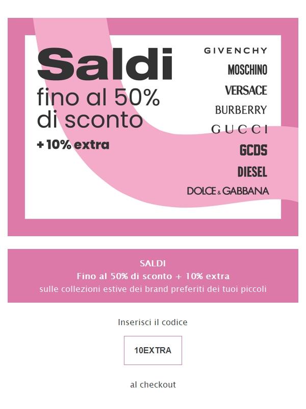 Saldi: 50% di sconto + 10% extra 🩷​