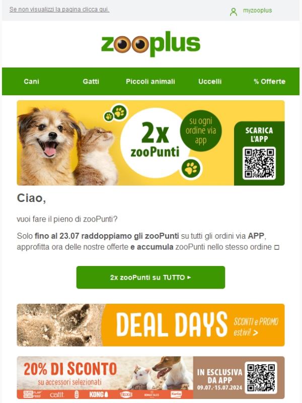2x zoopunti su TUTTI gli ordini!🔥
