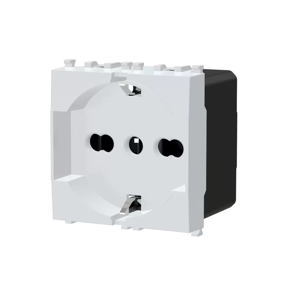 Presa Schuko bipasso 16A bianca compatibile Vimar Plana