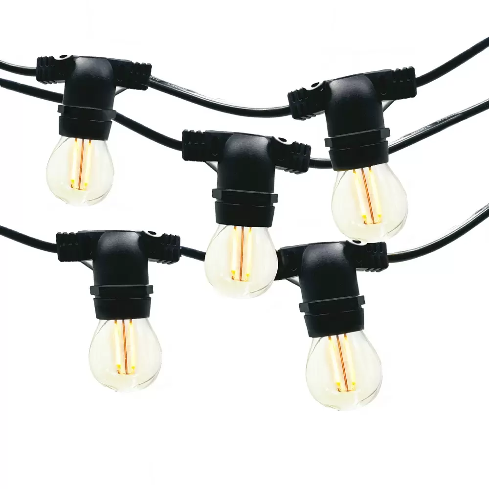 Catena di luci lineare 10 metri con 10 lampadine E27 Bianco caldo 2700K IP54 Nera Wisdom