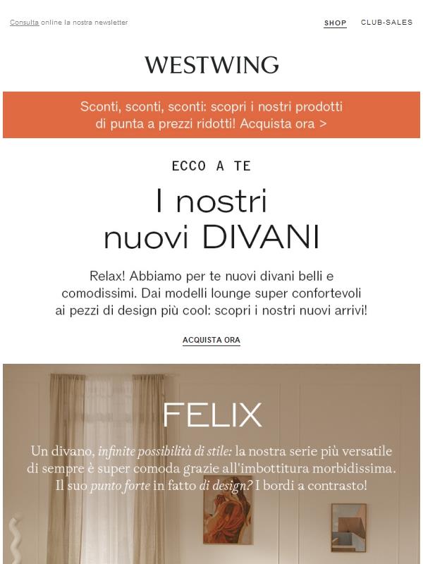 Ecco a te: i nostri nuovi DIVANI