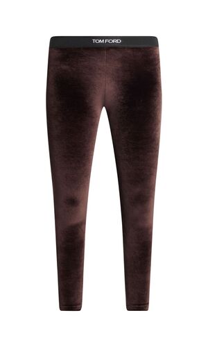 Leggings in velluto con logo