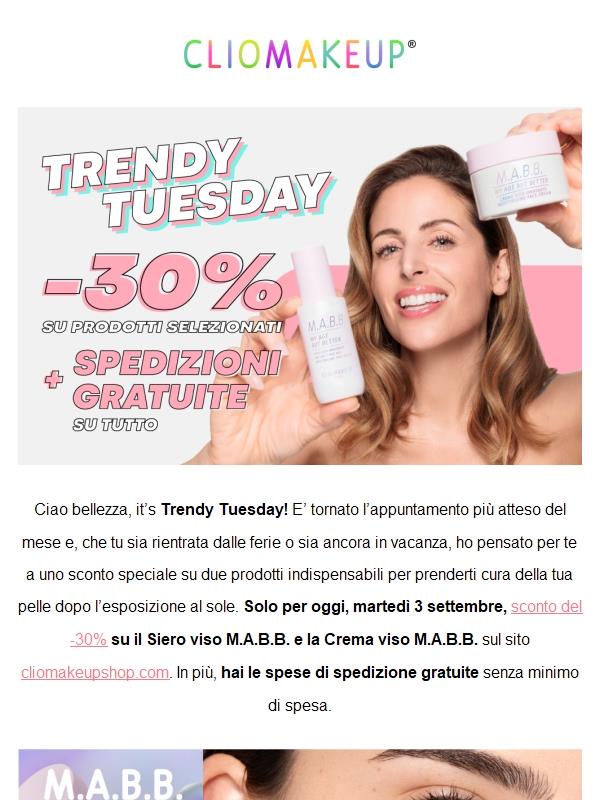 Trendy Tuesday: sconto -30% per 24 ore